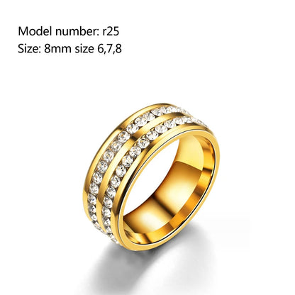 2026 Simple Stainless Steel Rings For Women Gold Color Smooth Geometric Open Rings Arc Rings Diamonds Jewellery Ring Gift
