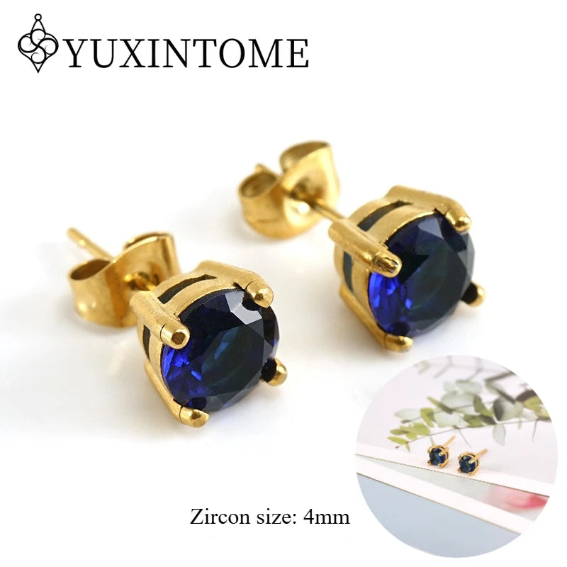 925 Sterling Silver Ear needles Crystal Zircon Small studs Earrings for Women gold-plated round Piercing Earrings New in 2022
