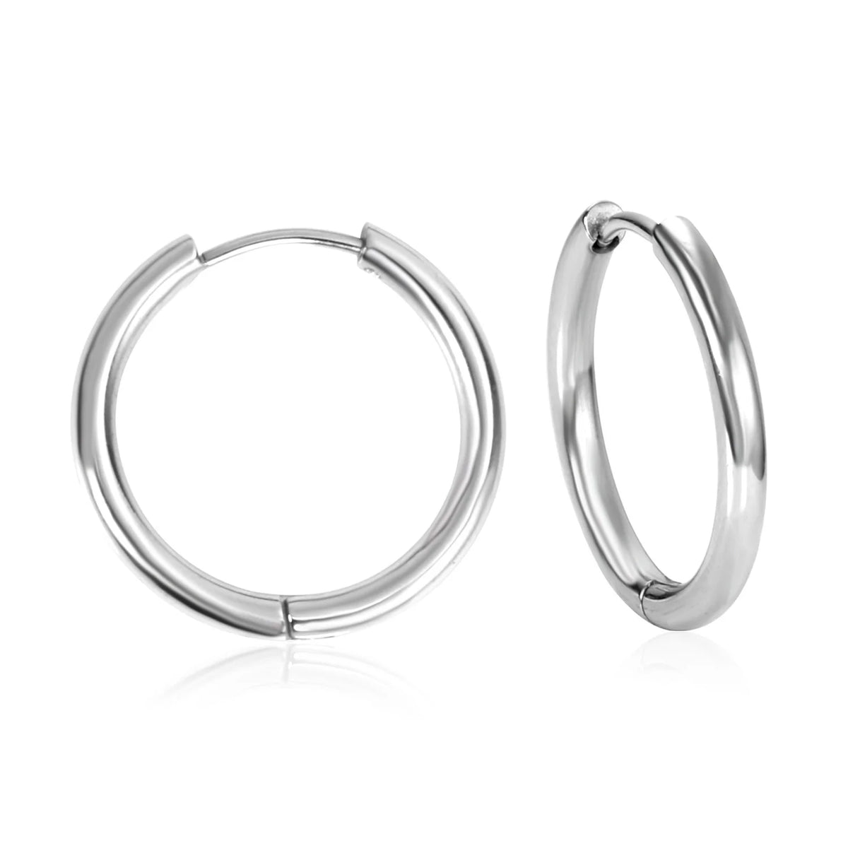 LUXUSTEEL Simple Rectangle U-Shaped Round Cirlcle Hoop Earrings For Women 12/14/16MM Anti-allergy Earrings