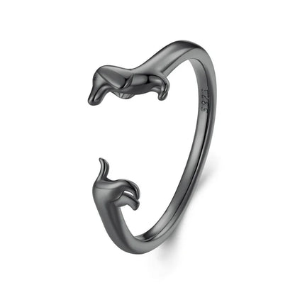 WOSTU 925 Sterling Silver Pet Cat Stackable opening Ring For Women Snake Dog Adjustable rings Fine Jewelry Party Birthday Gift