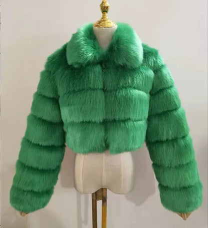 2024 Women's Faux Fur Coat Winter Women Short Warm Thick Faux Fox Fur Coat Vests Raccoon Fake Fur Coat Office Lady Warm Jacket
