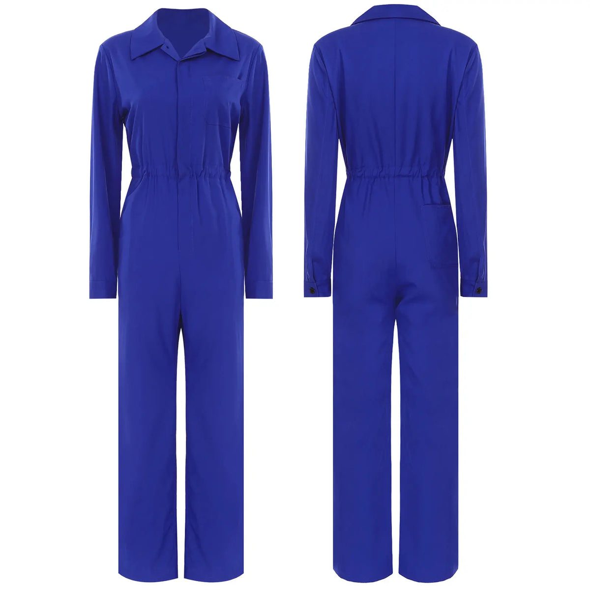 Womens Work Jumpsuit Fashion Button Coverall Casual Turn Down Collar Long Sleeve Romper Overall Elegant Button Front Design