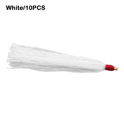 10PCS Colorful Rubber Trolling Skirt Fishing Bait Flash Line Portable Tuna Lure Artificial Bait Rig Fishing Hooks Fishing Tackle