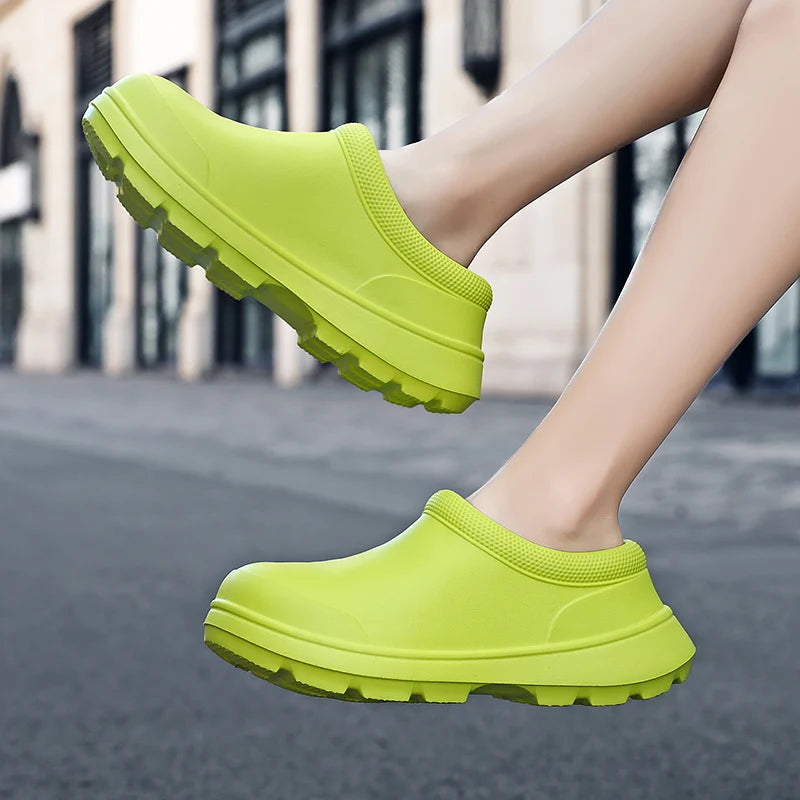 2025 Women Anti Slip Water Shoes Large EVA Chef Nurse Work Shoes Elegant Platform Sandals Garden Beach Waterproof Kitchen Shoes