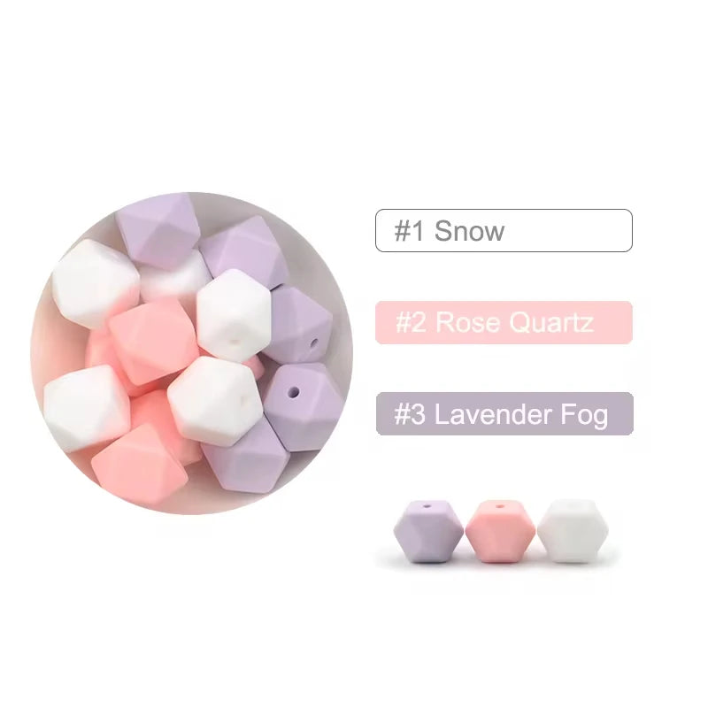 LOFCA 10pcs 14mm/ 17mm Hexagon Silicone Beads  For Jewelry Making Bulk DIY Necklace Pacifier Chain  Popular Jewelry Accessories