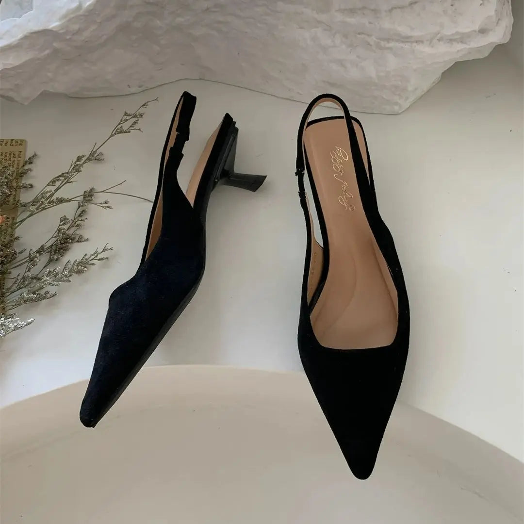 Women's Pointed-Toe Low-Heel Slingbacks in Style Options