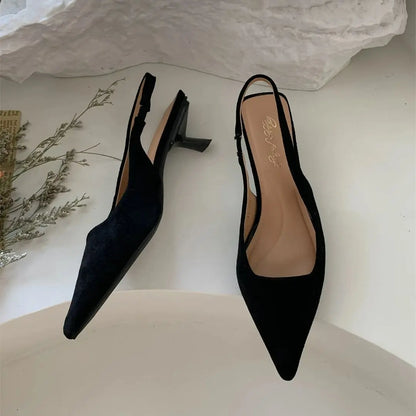 Women's Pointed-Toe Low-Heel Slingbacks in Style Options