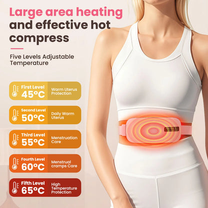 Women Period Heating Belt 4 Modes Menstrual Relief Heating Pad Vibration Massage Belt Reduce Dysmenorrhea Abdominal Warmer Belt