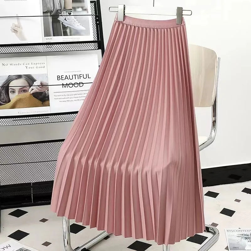 Hirsionsan Pleated Skirts Women 2023 Autumn New  Korean Fashion Vintage Solid A Line Skirt for Lady Chic Elegant Midi Skirt