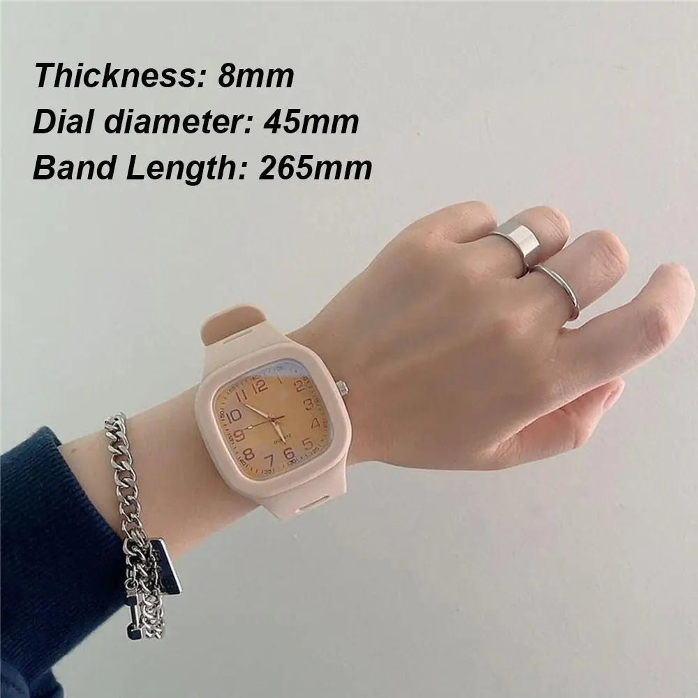 Minimalist Silicone Strap Square Watch Square Casual Wrist Watch Quartz Watch Students