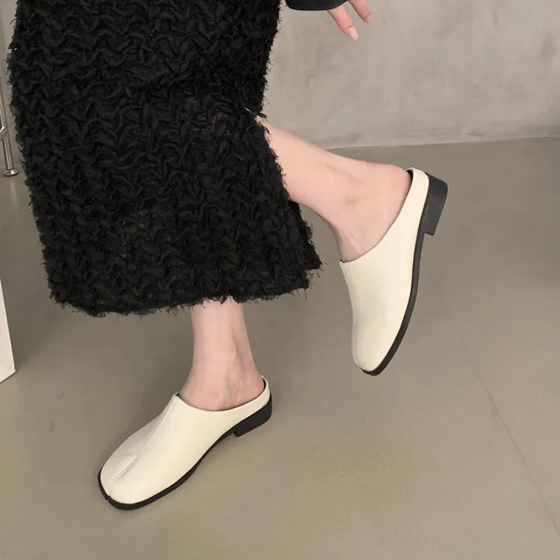 Bailamos Women Split Toe Slippers Round Toe Shallow Lazy Boat Slingback Mules Shoes Tabi Ninja Slip On Flats Soft Loafers Mujer