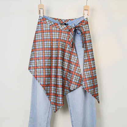 Streetwear Layering Pannier Skirt with Side Tie, Paisley Polka Dot Leopard Print Hem, Multifunctional Apron Skirt for Dresses