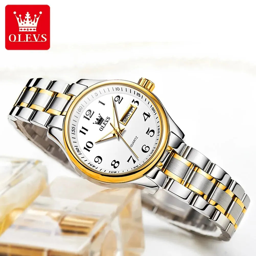OLEVS 5567 Best Seller Women's Watches Simple Steel Strap Waterproof Luminous Date Week Original Quartz Wristwatches for Woman