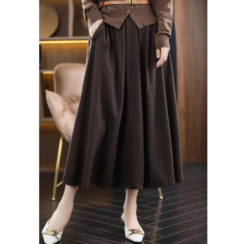 Autumn And Winter 100 Pure Wool Skirt Female High Waist A Word Hip Fishtail Skirt In The Long Slim Knitted Wool Skirt