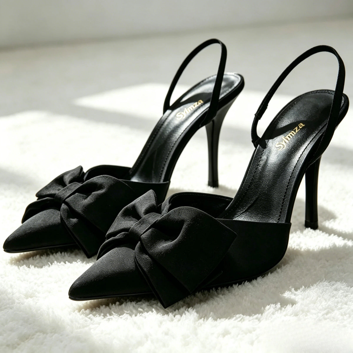 Women's Bow-Detail Pointed-Toe Slingback Heels