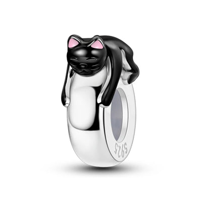 Original 925 Sterling Silver Clip Charm Inlaid Zircon Cat Butterfly Charm Silicone Spacer Beads For Women Bracelet DIY Jewelry
