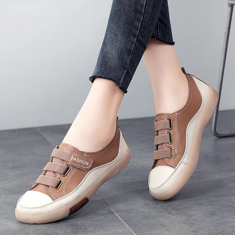 Women's Stitched Strap-Fastening Casual Shoes