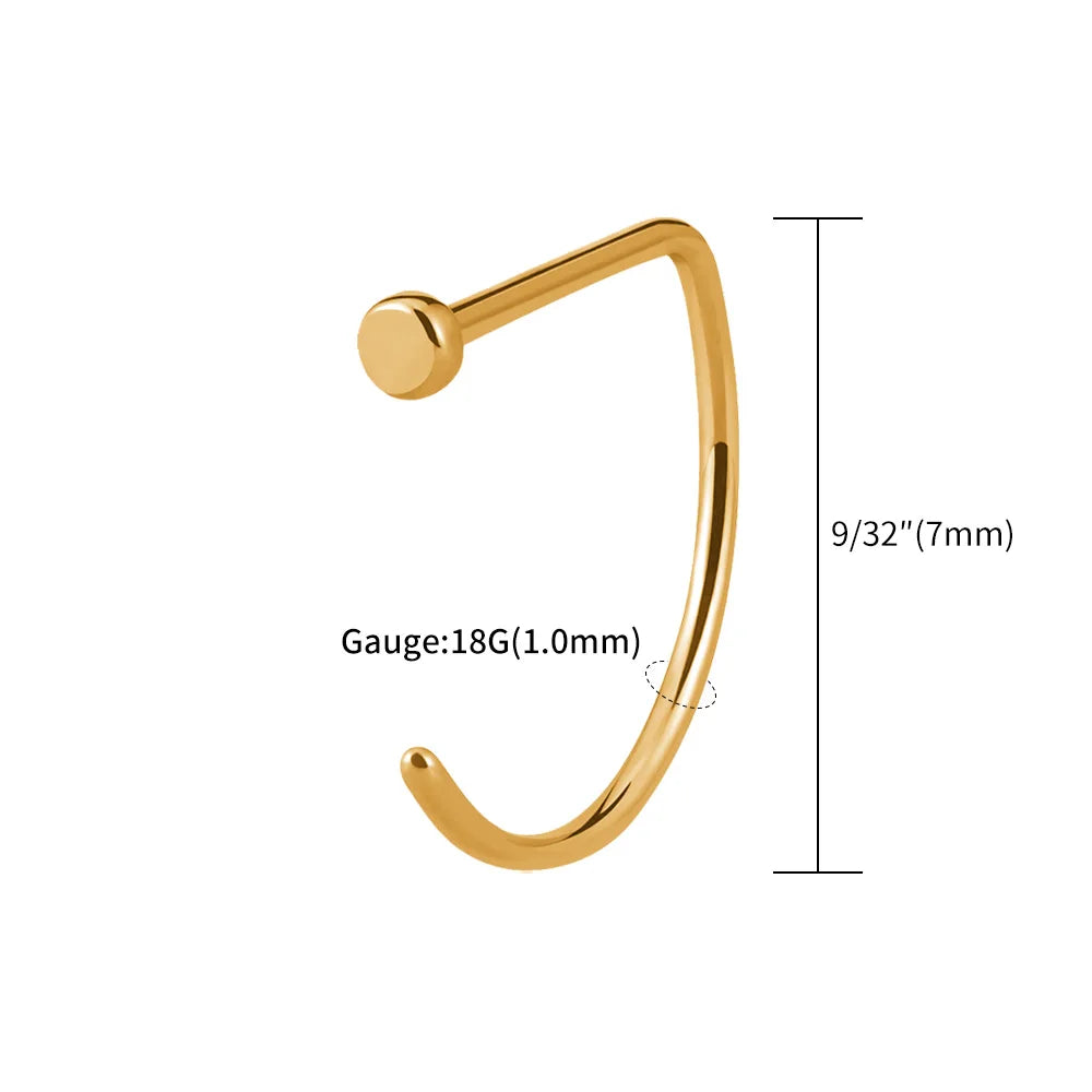 5pcs/lot Right Grand ASTM F136 Titanium 20G Open D Shape Nose Ring Hoop Tragus Cartilage Retainer Body Piercing Jewelry 8MM 10MM