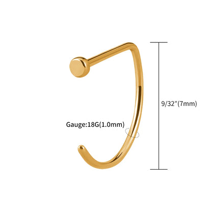 5pcs/lot Right Grand ASTM F136 Titanium 20G Open D Shape Nose Ring Hoop Tragus Cartilage Retainer Body Piercing Jewelry 8MM 10MM