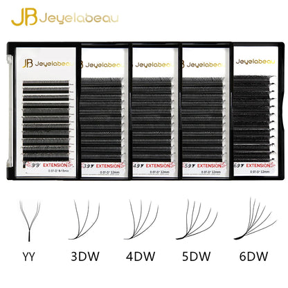 JB Jeyelabeau W Shape Eyelashes Extensions YY Shaped Eyelash Extension 3D 4D 5D 6D 8D Premade Fans Auto Flowering Russian Lashes