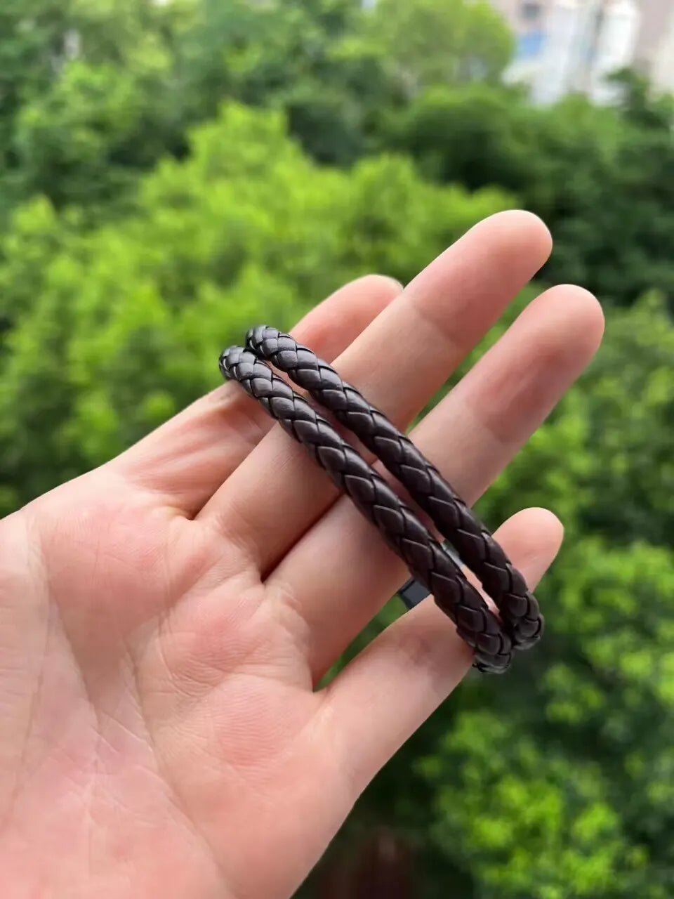 Trendy Leather Bracelets Men Stainless Steel Braided Rope Bracelets For Male Bracelets Jewelry