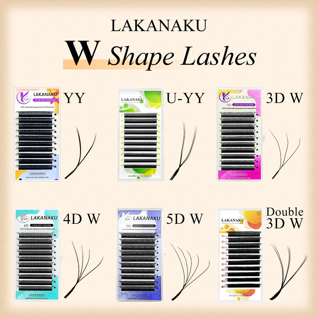 LAKANAKU YY/3D/4D/5D/6D W Clover Eyelashes Extension Cilios Extensiones De Pestañas Premade Fans Eyelash Extensions Volume