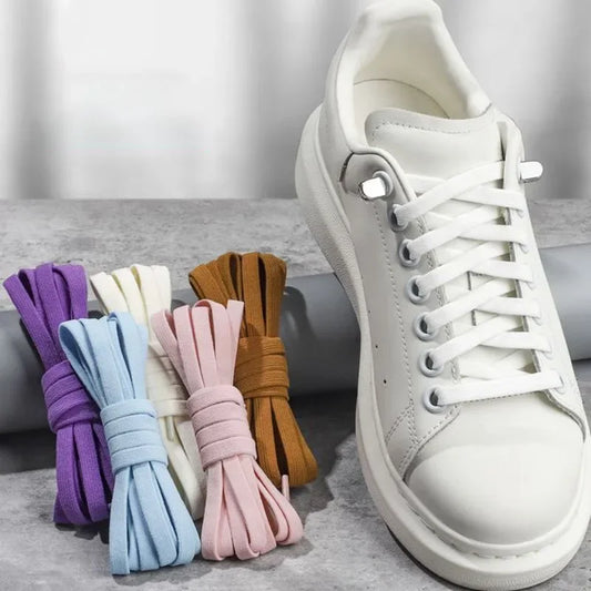 1 Pair Flat Elastic No-Tie Shoe Laces for Sneakers Tennis Shoes Quick Clip-On Shoelaces Accessories for Kids & Adults