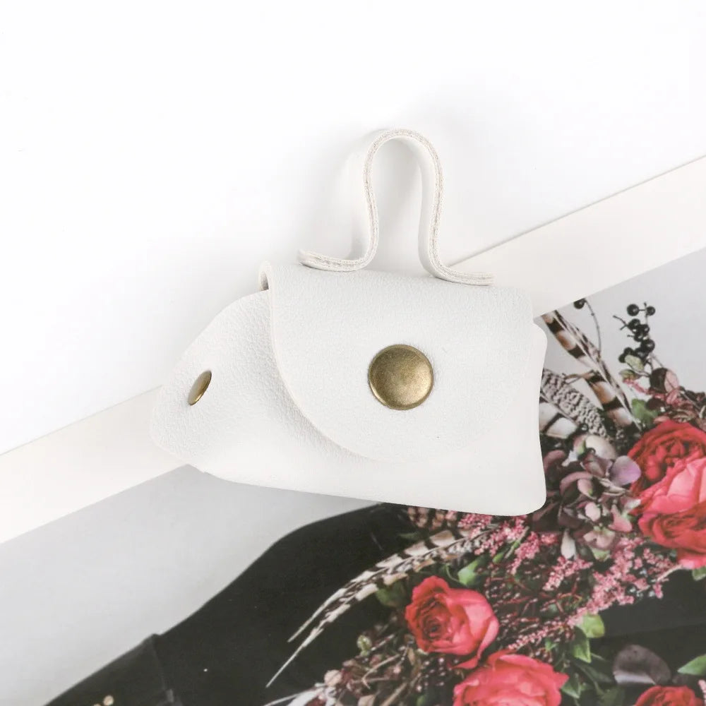 LATS Retro Cute Small Leather Bag Long Necklace for Women Fashion Sweater Chain Neck Hanging Jewelry Versatile Accessory Gift
