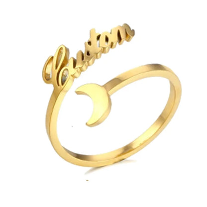 Treebud Custom Name Rings for Women Men Stainless Steel Personalized Nameplate Adjustable Ring Jewelry Gifts Dropshipping