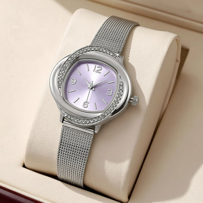 Casual Fashion Alloy Mesh Temperament Women Ladies Luxury Quartz Watches Anniversary Gift