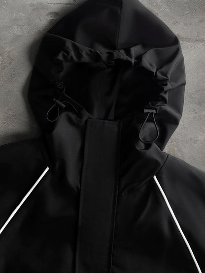 Men's & Women's Cropped Hooded Jacket Y2K Racing Color Block Zip‑Up Streetwear Windbreaker Outerwear S‑2XL