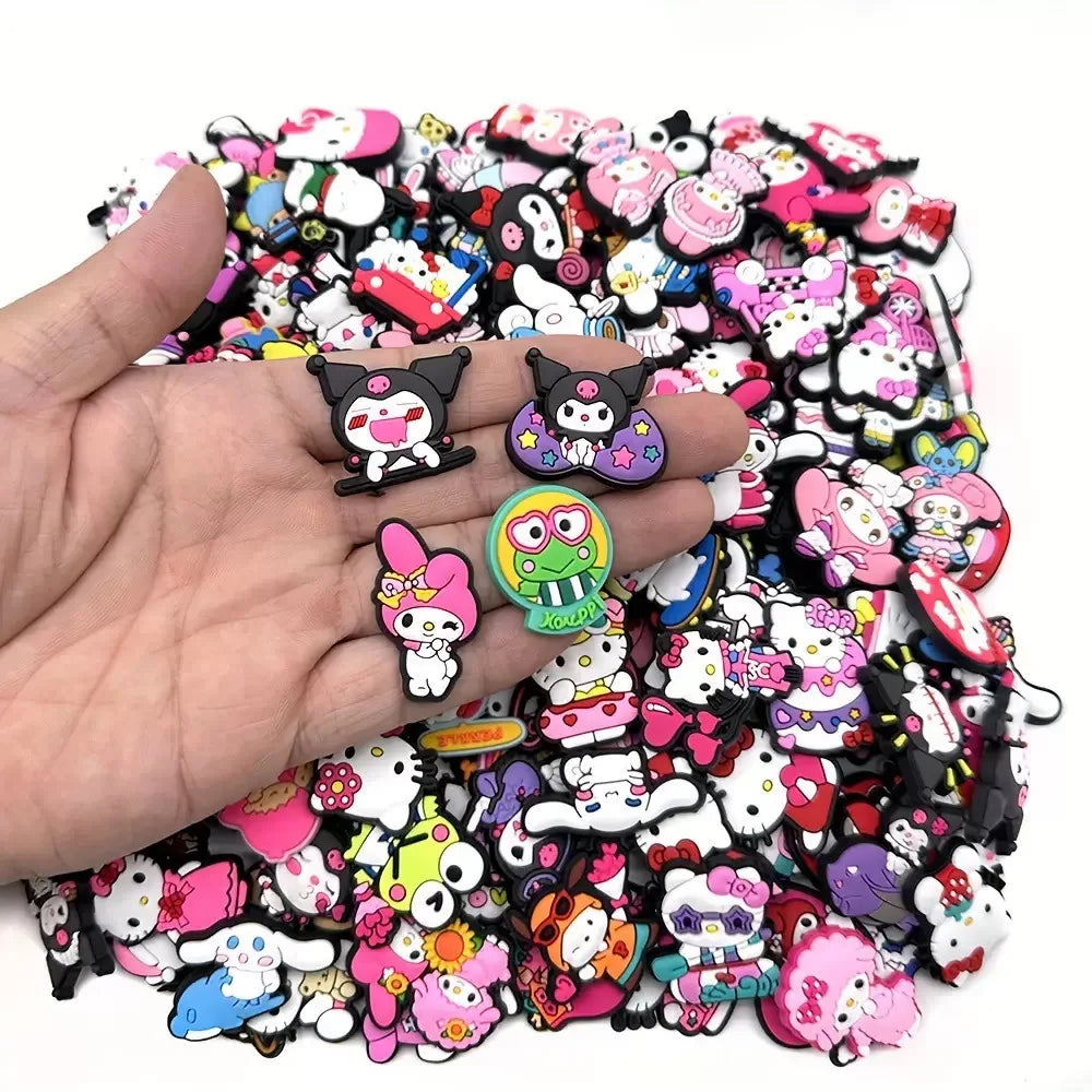 Random 30-100Pcs Sanrio Series Shoe Charms For Clogs Sandals Shoe Decorations Accessories Buckle For Christmas Birthday Gifts