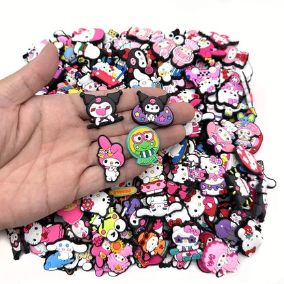 Random 30-100Pcs Sanrio Series Shoe Charms For Clogs Sandals Shoe Decorations Accessories Buckle For Christmas Birthday Gifts