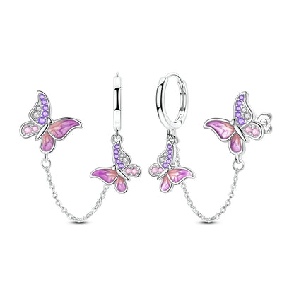 Original 925 Sterling Silver Hoop Earrings Women's Fashion Jewelry Butterfly Iris Lily of the Valley Tulip Flower Luxury Earring