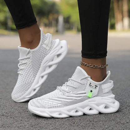ELUVA Unisex Running Shoes Women Men Lightweight Mesh Breathable Comfortable Flat Soft Tennis Shoe Non Slip Lace-up Sneakers Man
