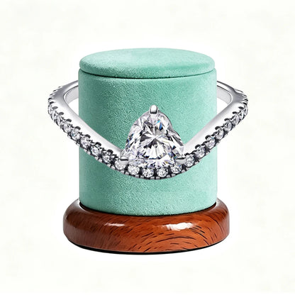 New 925 Silver Sparkling Double Heart Blue Pear Blossom Ice Pillar High Princess Crown Ring Fashion DIY Charm Jewelry