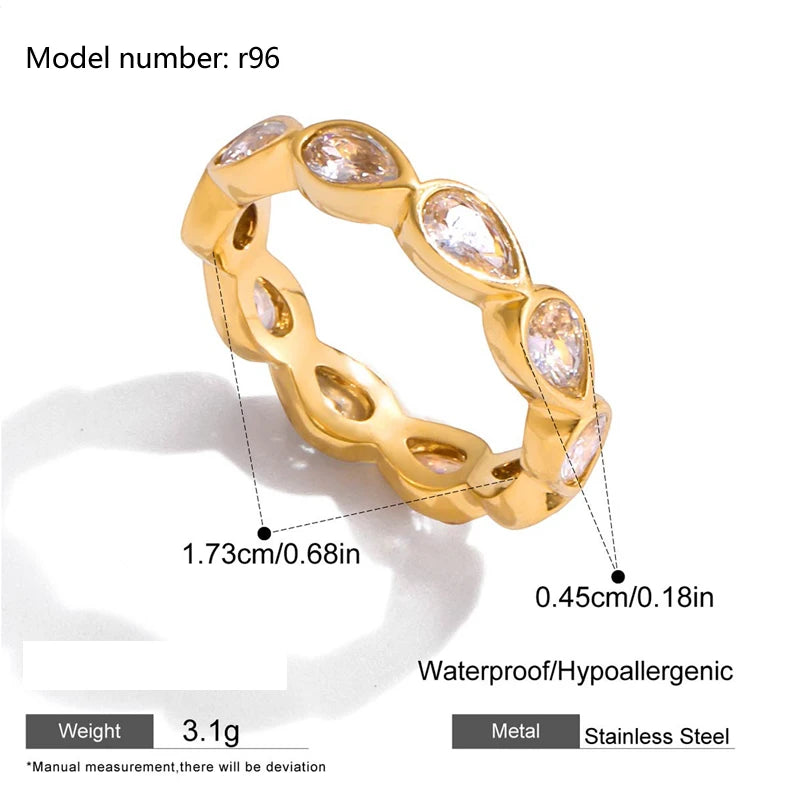 2026 Simple Stainless Steel Rings For Women Gold Color Smooth Geometric Open Rings Arc Rings Diamonds Jewellery Ring Gift