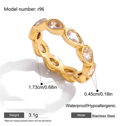 2026 Simple Stainless Steel Rings For Women Gold Color Smooth Geometric Open Rings Arc Rings Diamonds Jewellery Ring Gift