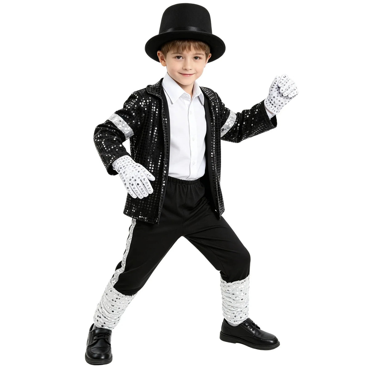 Boys Superstar Michael Jackson Costume Singer Outfit Halloween Stage Performance Carnival Dance Cosplay Party Costume
