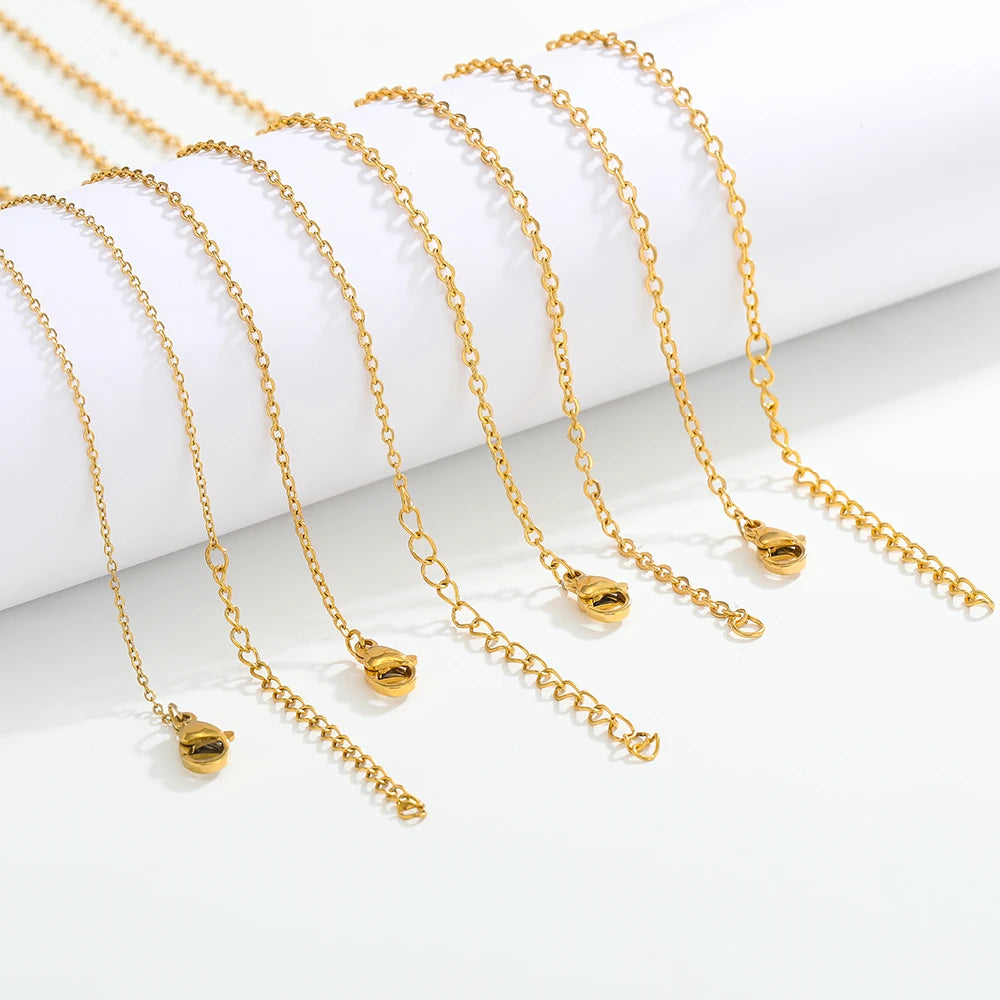 10pcs/lot 45+5cm Stainless Steel Cable Link Chains in Bulk for DIY Necklaces Chokers Jewelry Making Adjustable Wholesale Chains