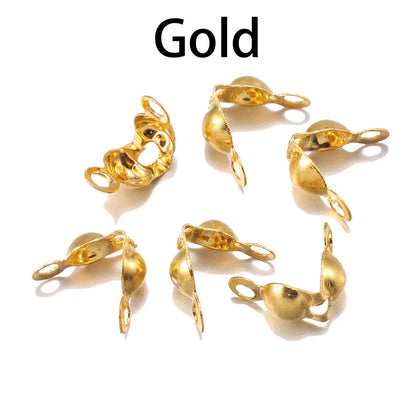 100/200pcs Connector Clasp Fitting 4*8mm Ball Chain Calotte End Crimps Beads Connector Components For DIY Jewelry Making