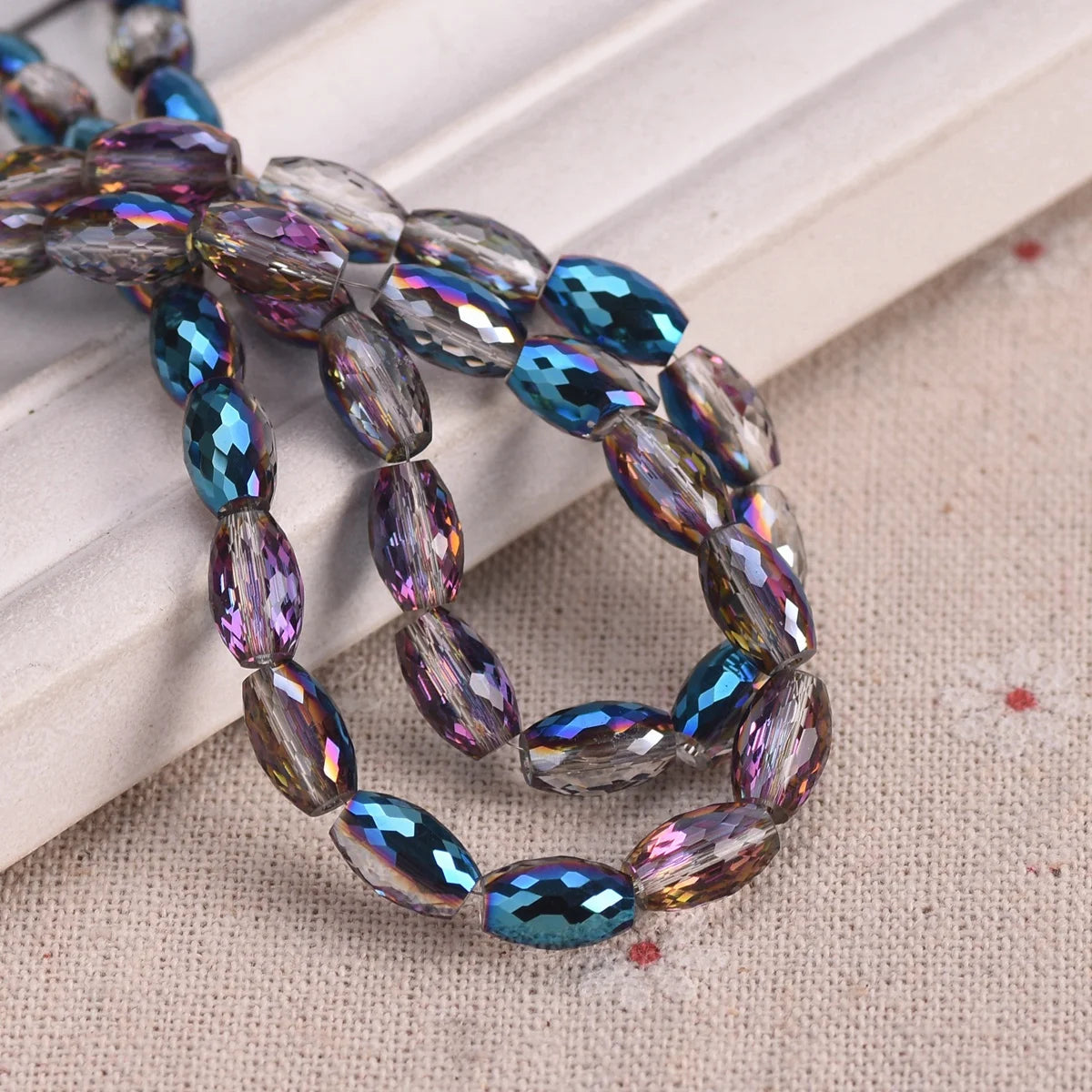 10pcs 12x8mm Oval Cylinder Faceted Cut Crystal Glass Loose Crafts Beads for Jewelry Making DIY