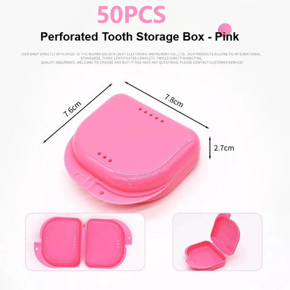 50PCS Denture Storage Box Denture Placement Device with Breathable Holes Orthodontic Prosthesis Teeth Boxes Dental Retainer