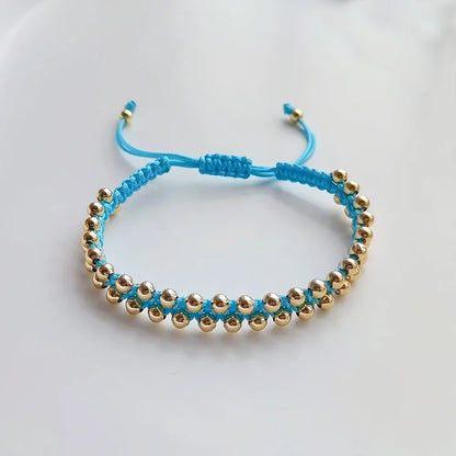 KKBEAD Handmade Braided Bracelet Jewelry for Women 4mm High Quality Gold Plated Beads Bracelets Bijoux Fashion Pulseras Femme