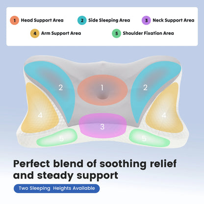 JHK King Size Ergonomic Memory Foam Bed Pillow with Cooling Pillowcase Cervical Contour Pillows For Back Stomach Sleepers