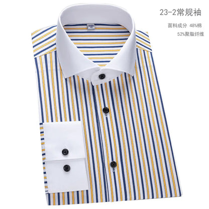 Quality Men Casual Slim Fit Shirt Mens Long Sleeve Business Dress Shirts French Cufflinks Shirt Male Striped Shirt