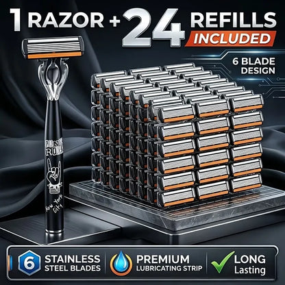 High-End Men's Shaver, Non-Slip Handle, Sharp and Smooth Stainless Steel Blades, 6-Layer Shaver Blades, Manual Shaver