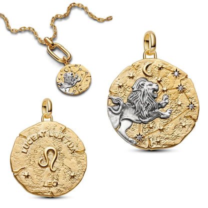 925 Sterling Silver Zodiac Coin Charms 12 Constellation Coin Pendant Crystal Lucky Amulet Beads Bracelet Necklace DIY Jewelry
