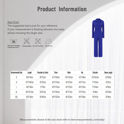 Womens Work Jumpsuit Fashion Button Coverall Casual Turn Down Collar Long Sleeve Romper Overall Elegant Button Front Design