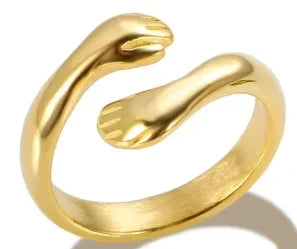 Crystal High End Non Tarnish Fashion Geometric Open Gold Plated Stainless Steel Rings for Women Wedding Ring Jewelry